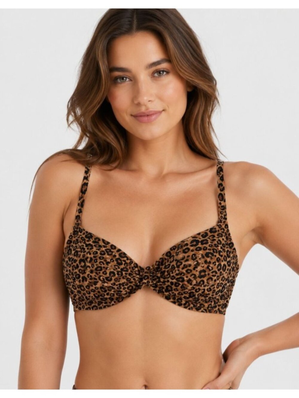 NWT Shade & Shore Leopard Print Bikini Top XL Twist Front Swim Seperate Beach